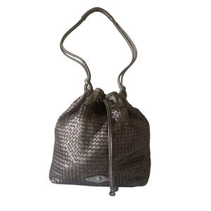 Elliot Lucca Bucket Handbag Brown Metallic Medium Y2K